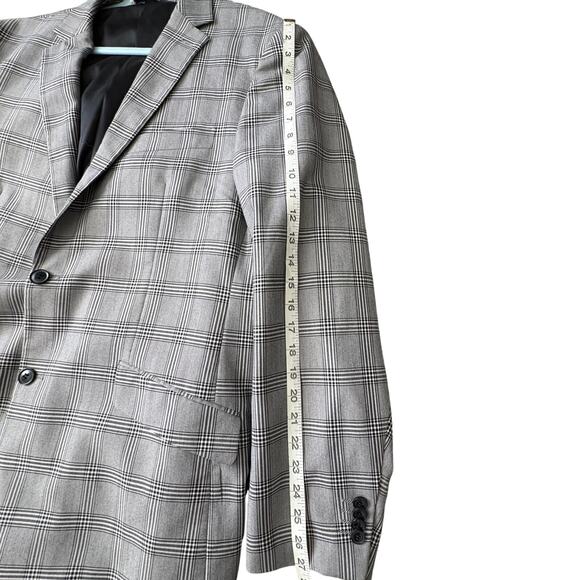 Kilburne + Finch Plaid Sport Coat Gray Black Blazer 46L Tailored Fit workwear - Picture 5 of 10